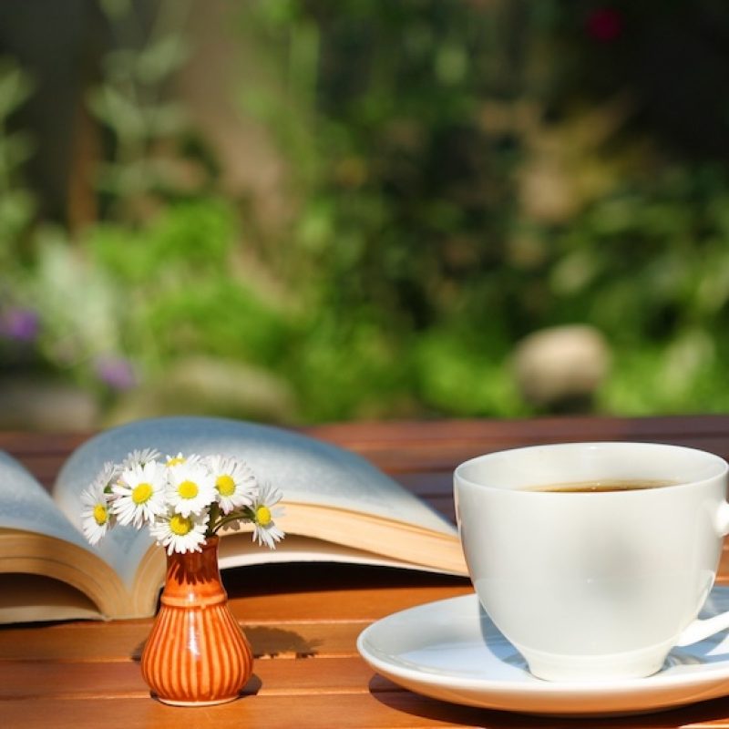 Tea cup and book